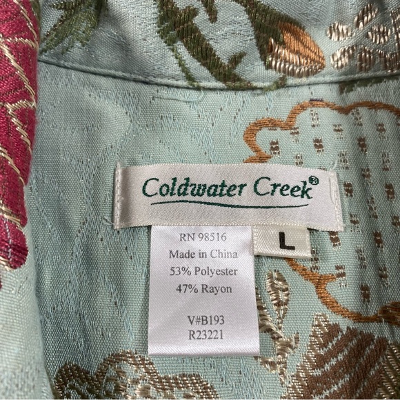 Coldwater Creek Open quilted cardigan light jacket Large tapestry green floral - Picture 2 of 8